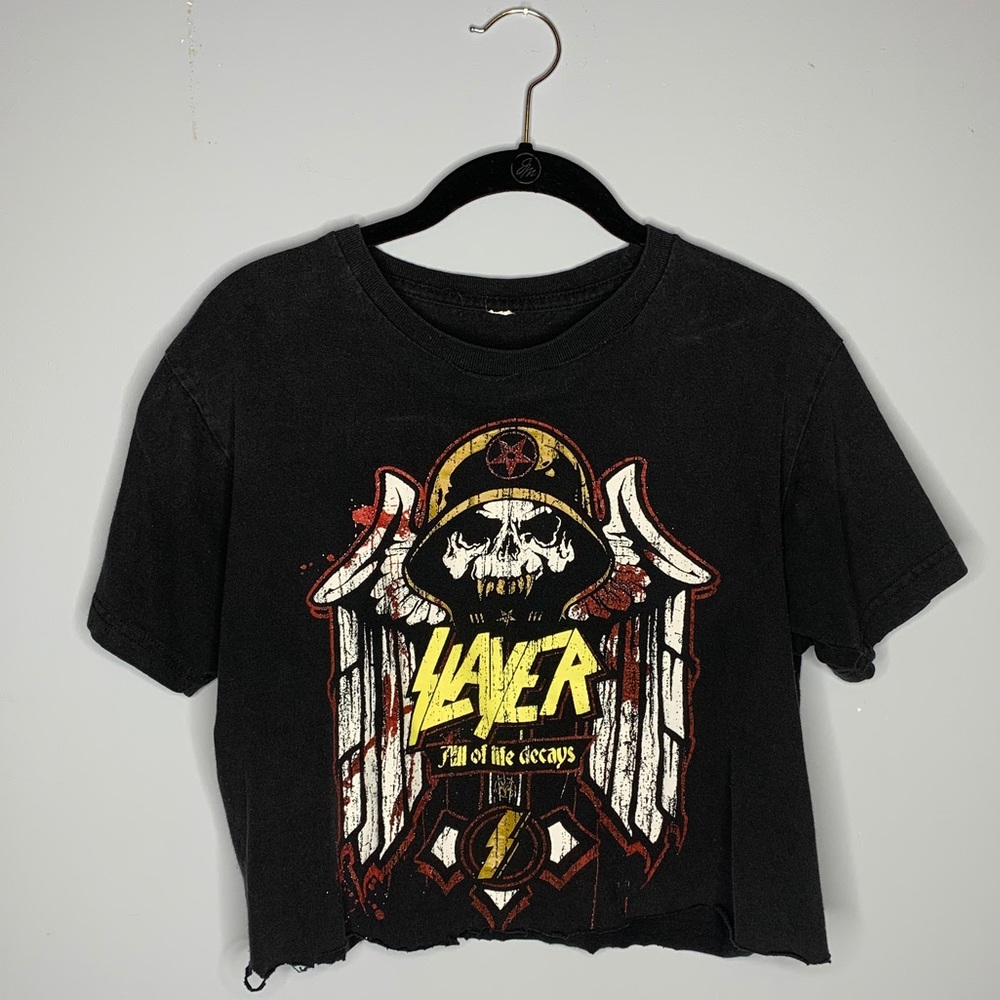 Distressed SLAYER Crop Top